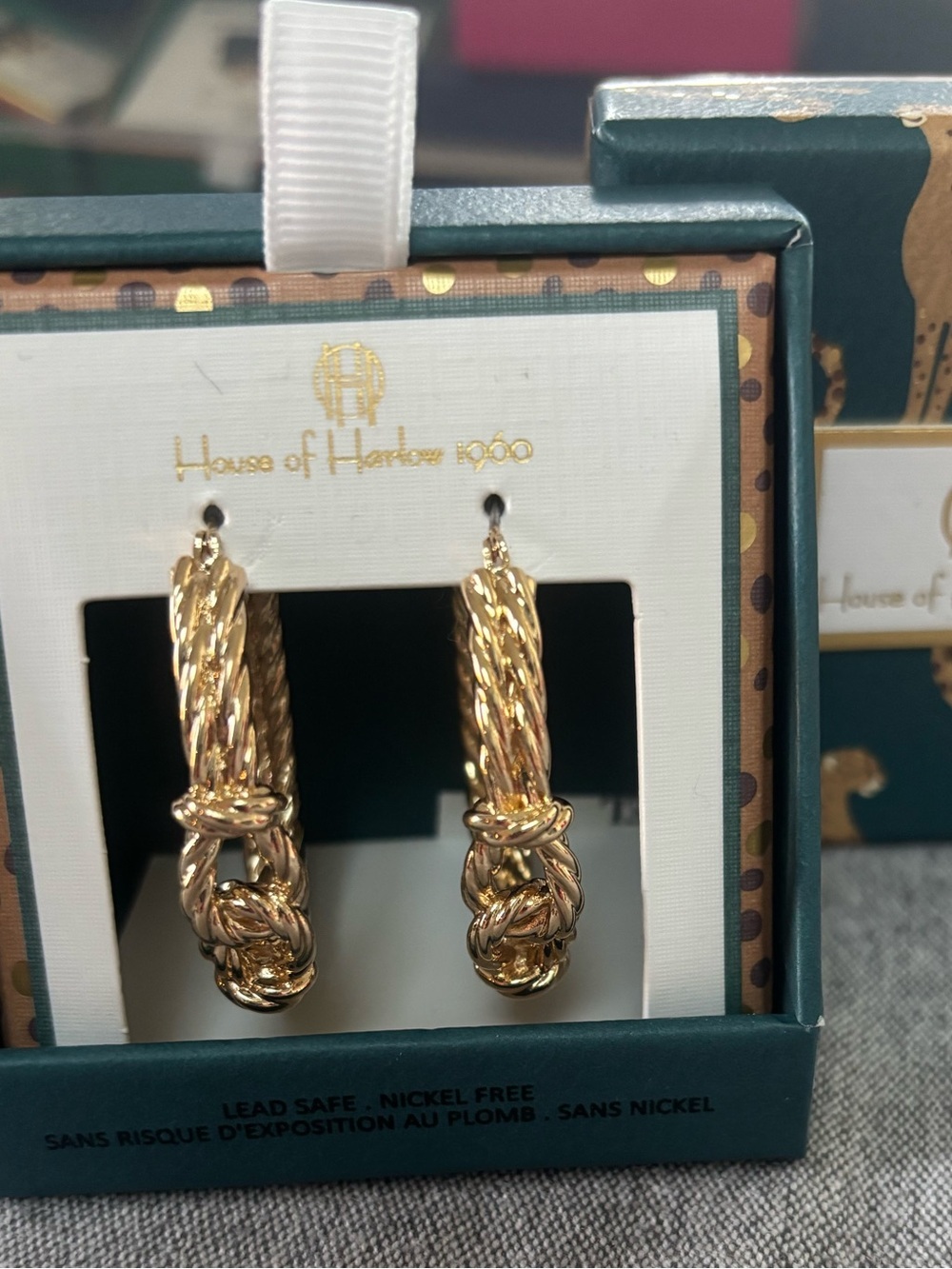 House of Harlow 1960 Braided Knot Gold Drop Earrings